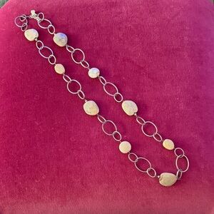Elegant Tan and Silver Chain Necklace